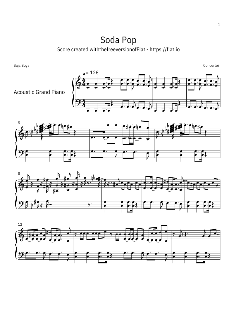 Piano sheet music